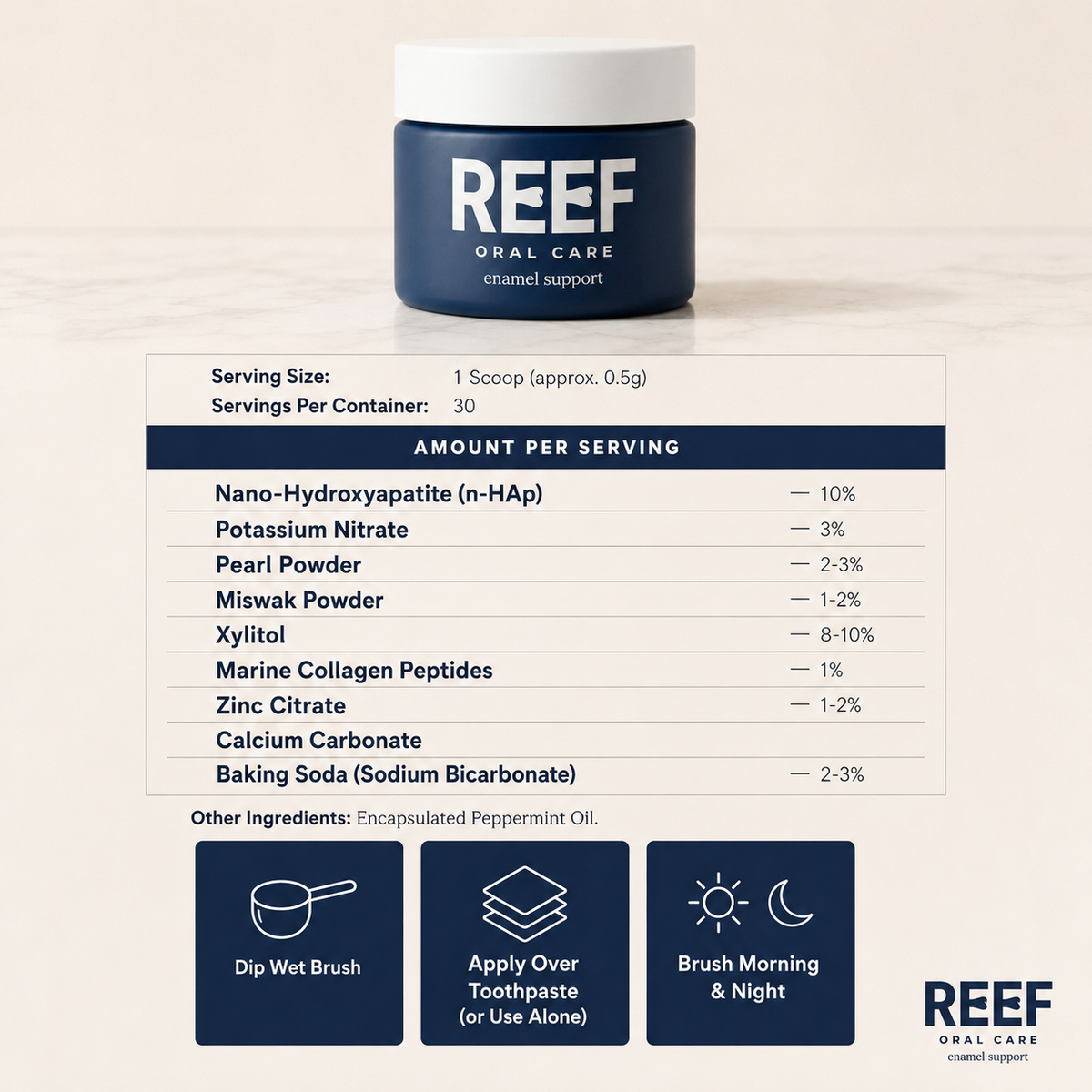 REEF Daily Enamel Support & Whitening Powder